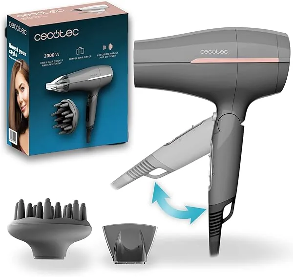 Cecotec IoniCare Power&Go Heaven Grey reishaardroger, 2.000 W, 2 …